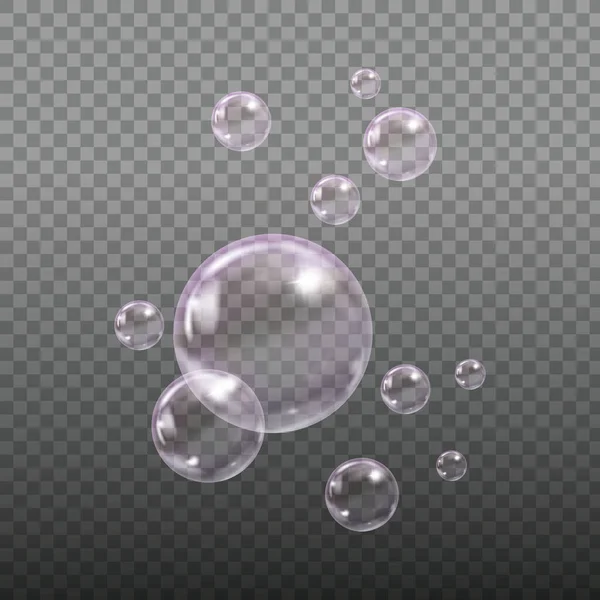 Літаючі прозорі мильні бульбашки на картатому фоні . — стоковий вектор