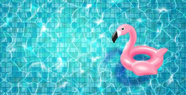 Pool med flytande realistisk badring, blått vatten, ringar och höjdpunkter. — Stock vektor