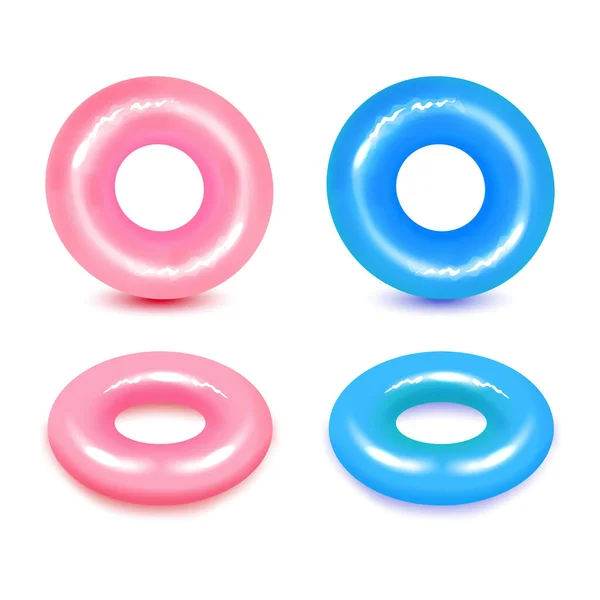 Beyaz arka planda yüzme halkaları. Su ve sahil için şişirilebilir plastik oyuncak ya da yolculuk güvenliği.