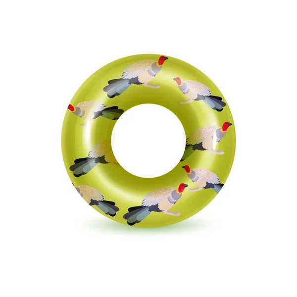 Anéis de natação no fundo branco. Brinquedo de borracha inflável para segurança de água e praia ou viagem. — Vetor de Stock