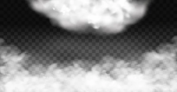 Nuageux vectoriel blanc, brouillard ou fumée sur fond à carreaux foncés. — Image vectorielle