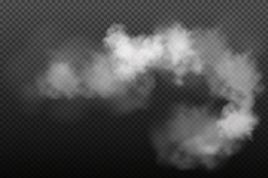 White vector cloudiness ,fog or smoke on dark checkered background. clipart