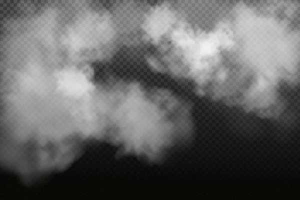 Nubosidad vectorial blanca, niebla o humo sobre fondo oscuro a cuadros. — Vector de stock