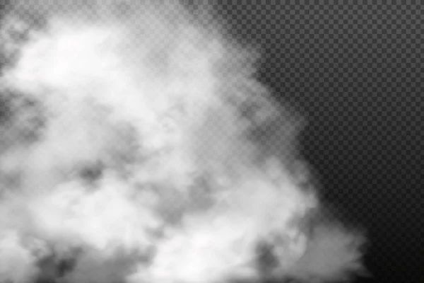 Nuageux vectoriel blanc, brouillard ou fumée sur fond à carreaux foncés. — Image vectorielle
