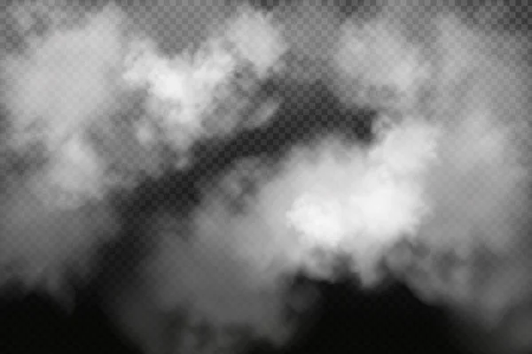 Nubosidad vectorial blanca, niebla o humo sobre fondo oscuro a cuadros. — Vector de stock