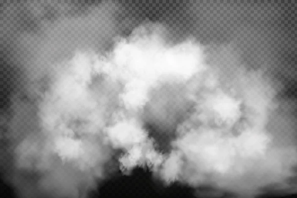白いベクトルの雲霧煙暗いチェックされた背景. — ストックベクタ