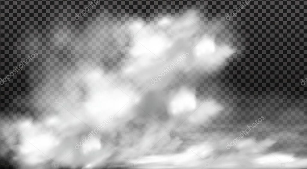 Cloudy sky or smog over the city.Vector illustration.