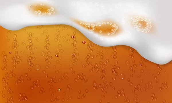 Bebida líquida fresca.Ilustração vetorial de cerveja leve ou escura realista. — Vetor de Stock