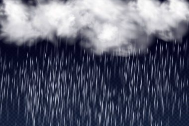 Bulutlu ve sağanak yağmurlu serin havanın vektör çizimi.