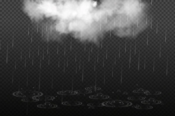 Vektor illustration av svalt enda väder med moln och kraftigt fall regn. — Stock vektor