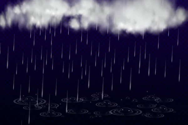 Vektor illustration av svalt enda väder med moln och kraftigt fall regn. — Stock vektor