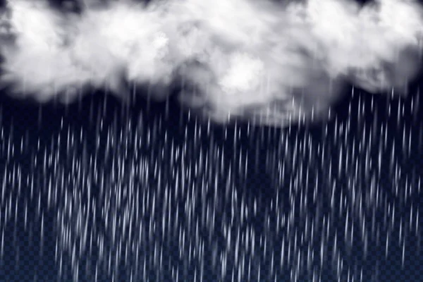 Ilustração vetorial de tempo único fresco com nuvem e chuva forte queda. —  Vetores de Stock