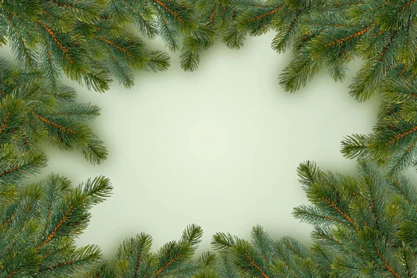 クリスマスの背景上のモミの枝のフレーム — ストック写真