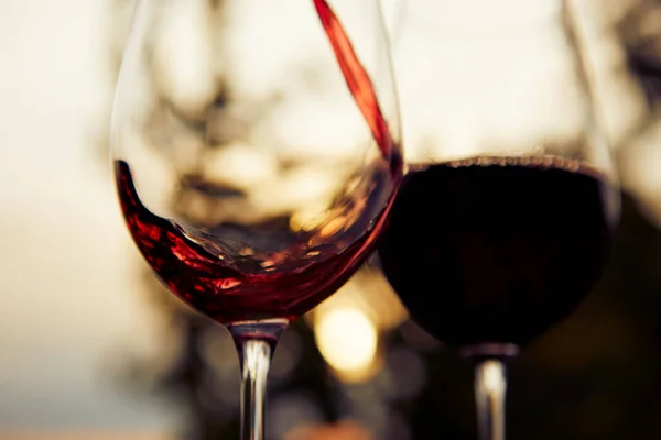 Pouring Red Wine Glass — Stock Photo, Image