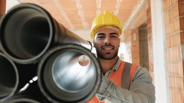 Proud People Working Construction Site Portrait Happy White Man Work — Stock Photo, Image