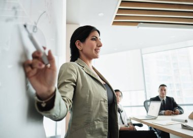 Kadının Ofis Toplantı Oda Yönetim Kurulu ile sunum yapması