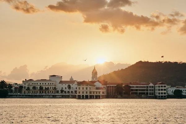 Widok na Casco Antiguo w Panamie w Sunset — Zdjęcie stockowe