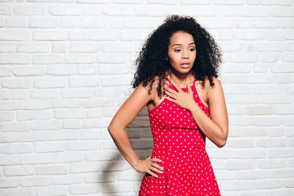 Sad Black Girl Young African American Woman Under Panic Attack — Stock Photo, Image
