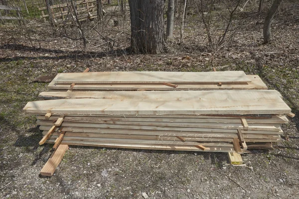 Arbor Day Holden Arboretum April 2014 Stack Cut Lumber — Stock Photo, Image