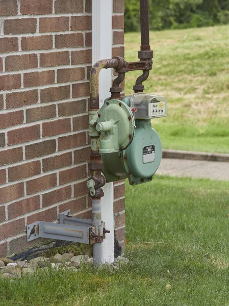 Natural Gas Meter Attached Side House — Stock Photo, Image