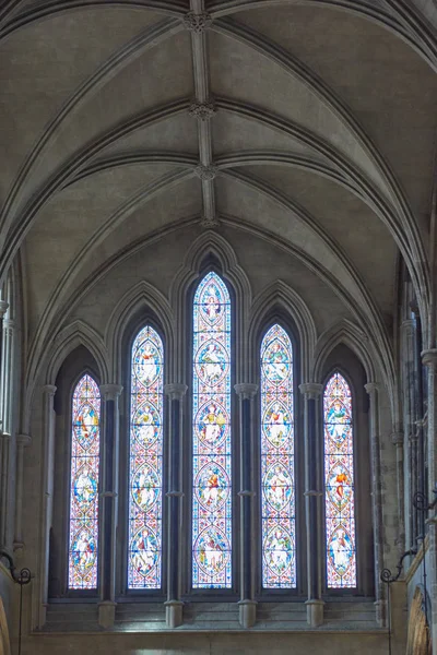 Christ Church Cathedral. Vlek glasramen Stockafbeelding