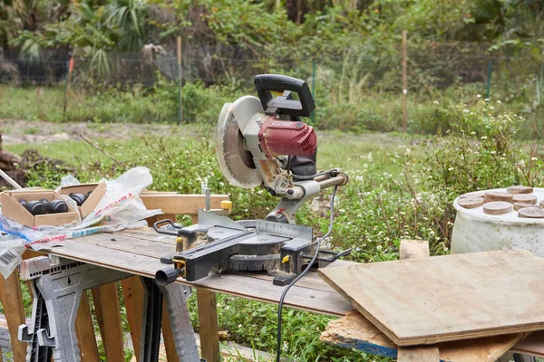 Table Saw Setup House Construction — Stock Photo, Image