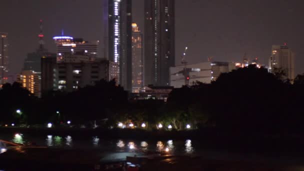 Nacht Bangkok. Fluss — Stockvideo