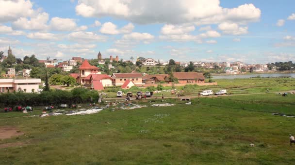 Madagaskar Antsirabe Afrika Architektura Chlapci Budova — Stock video