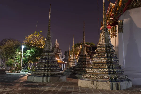 Tajlandia Night Temple Bangkoku. Zdjęcie Stockowe