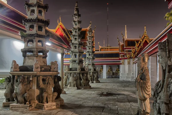 Tajlandia Night Temple Bangkoku. Zdjęcie Stockowe