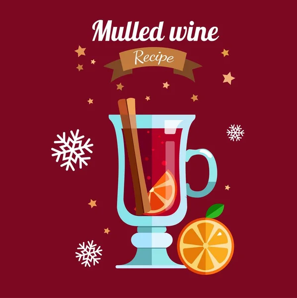 Illustration vectorielle de vin chaud. Saison d'hiver boisson chaude — Image vectorielle