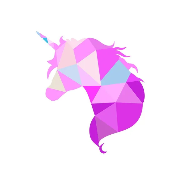 Colección de siluetas Magic Unicorn en estilo polivinílico bajo — Vector de stock