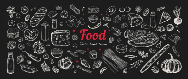 Grand ensemble vectoriel d'ingrédients alimentaires sains — Image vectorielle