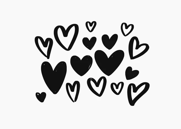 Vector dibujado a mano doodle elementos del corazón. Elementos románticos creativos — Archivo Imágenes Vectoriales