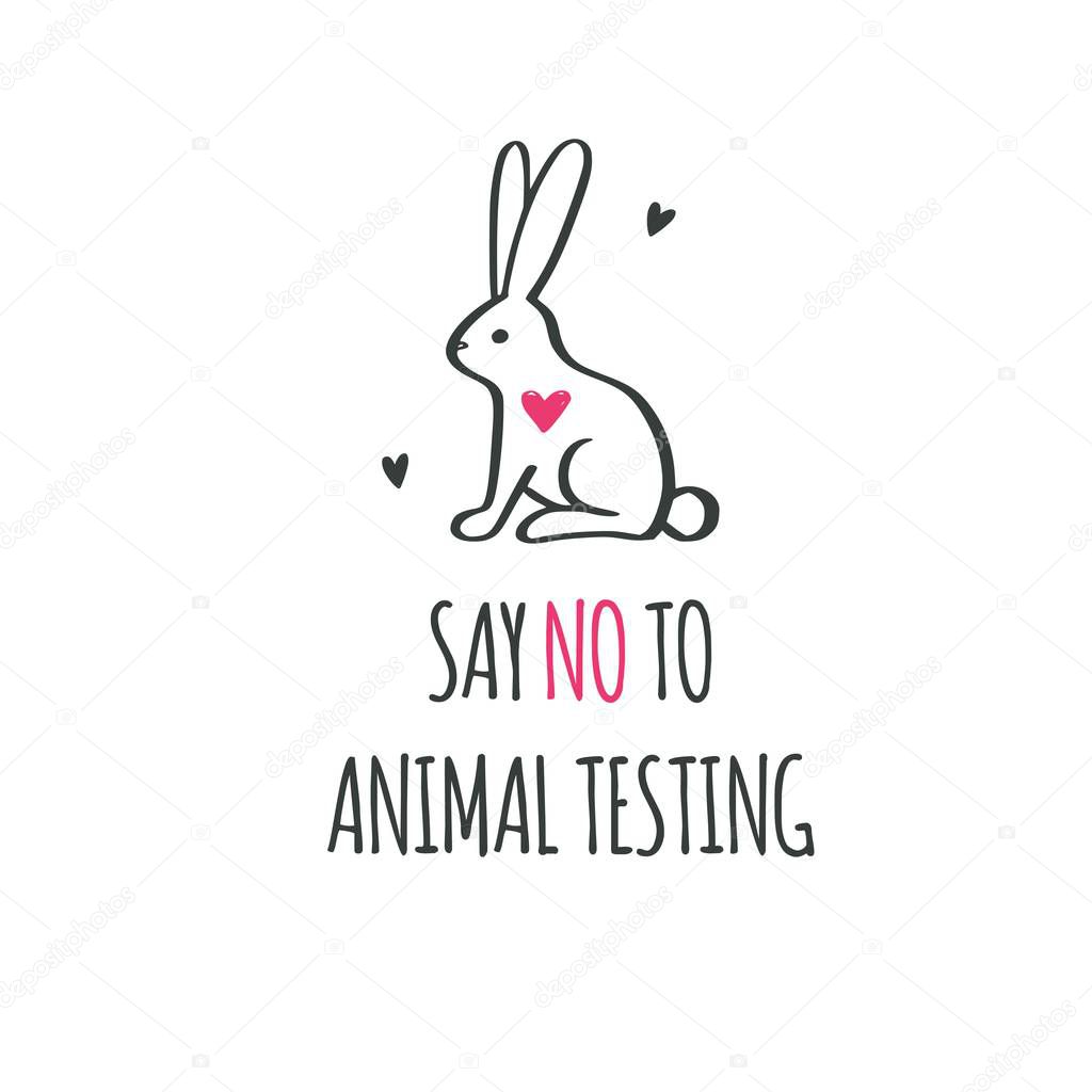 Say NO to animal testing, cruelty free Vector conceptual illustration. Symbol, logo in cartoon, sketch