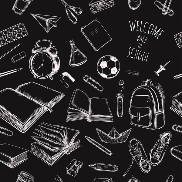 Back to school vector hand drawn seamless pattern, background