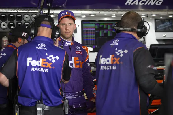 Června 2018 Brooklyn Michigan Usa Denny Hamlin Dostane Připraven Praxi — Stock fotografie