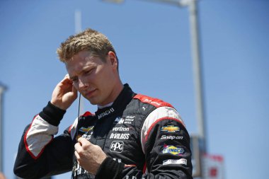07 Temmuz 2018 - Newton, Iowa, ABD: Iowa Mısır 300 Iowa Speedway Newton, Iowa, hak kazanmak hazırlar Josef Newgarden (1) Amerika Birleşik Devletleri.