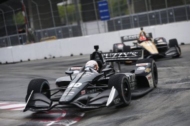 14 Temmuz 2018 - Toronto, Ontario, Ca: Jordan King (20) için Honda Indy Toronto sokakları Toronto Toronto, Ontario, yağmur altında hak kazanmak için İngiltere'de girişimleri.