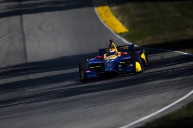 28 Temmuz 2018 - Lexington, Ohio, Amerika Birleşik Devletleri: Alexander Rossi (27) uygulamaya izlenecek için Honda Indy 200 orta Ohio spor araba sahası Lexington, Ohio, Amerika Birleşik Devletleri alır.