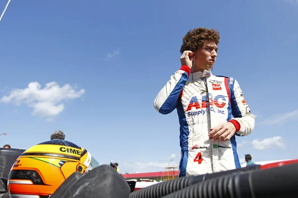 27 Temmuz 2018 - Lexington, Ohio, Amerika Birleşik Devletleri: Brezilya asmak inik lastiğini çukur uygulama için Honda Indy 200 Lexington, Ohio orta Ohio spor araba sahasında Matheus Leist (4).