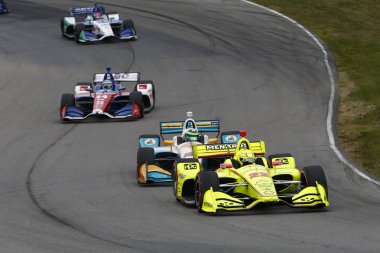 29 Temmuz 2018 - Lexington, Ohio, Amerika Birleşik Devletleri: Fransa savaş pozisyon sırasında Honda Indy 200 orta Ohio spor araba sahasında Lexington, Ohio Simon Pagenaud (22).