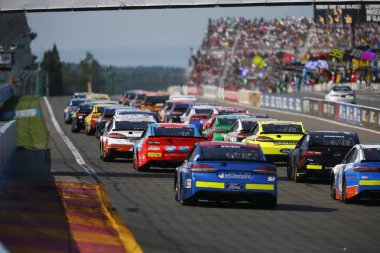 05 Ağustos 2018 - Watkins Glen, New York, ABD: Darrell Wallace, Jr (43) savaşlar pozisyon Watkins Glen, New York'taki Watkins Glen International'da Glen gidip Bovling sırasında için.