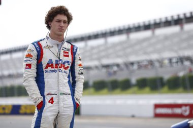 18 Ağustos 2018 - uzun gölet, Pennsylvania, ABD: Brezilya asmak inik lastiğini çukur uygulama Abc tedarik 500'de uzun gölet, Pennsylvania Pocono Raceway için Matheus Leist (4).