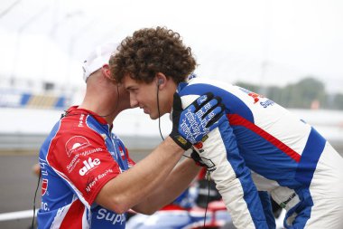 24 Ağustos 2018 - Madison, Illinois, ABD: Brezilya asmak inik lastiğini çukur Bommarito Otomotiv grubu 500 ağ geçidi Motorsports Park Madison, Illinois, antrenmana Matheus Leist (4).