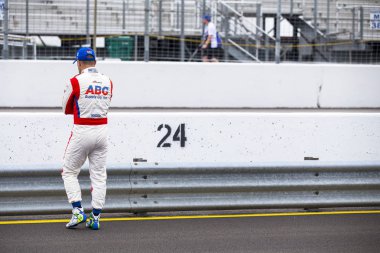 24 Ağustos 2018 - Madison, Illinois, ABD: Brezilya asmak inik lastiğini çukur Bommarito Otomotiv grubu 500 ağ geçidi Motorsports Park Madison, Illinois, antrenmana Tony Kanaan (14).
