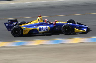 14 Eylül 2018 - Sonoma, California, ABD: Alexander Rossi (27) uygulamaya izlemek için IndyCar Grand Sonoma Prix Sonoma Raceway Sonoma, California, Amerika Birleşik Devletleri alır.