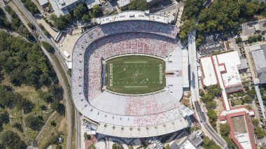 03 Ekim 2018 - Athens, Georgia, ABD: Sanford stadyum, futbol Athens, Georgia, Amerika Birleşik Devletleri Georgia Üniversitesi Kampüs oynarken mekanı olan havadan izleme. 