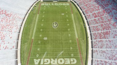 03 Ekim 2018 - Athens, Georgia, ABD: Sanford stadyum, futbol Athens, Georgia, Amerika Birleşik Devletleri Georgia Üniversitesi Kampüs oynarken mekanı olan havadan izleme. 
