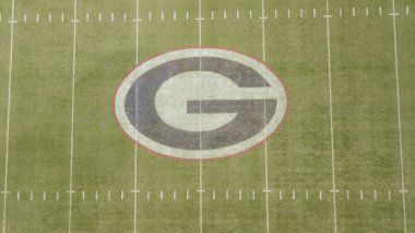 03 Ekim 2018 - Athens, Georgia, ABD: Sanford stadyum, futbol Athens, Georgia, Amerika Birleşik Devletleri Georgia Üniversitesi Kampüs oynarken mekanı olan havadan izleme. 